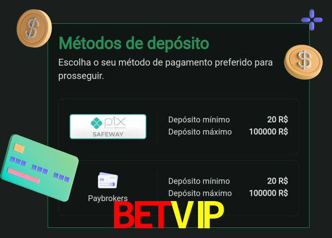 O cassino BETVIP oferece uma grande variedade de métodos de pagamento